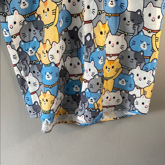 Blue and Yellow Casual Button Down Shirt with Playful Print - Picture 2 of 9